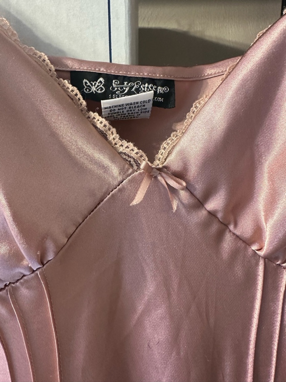 Self Esteem Blush Pink and Tan Satin Tiered Prom Dress size M - Picture 9 of 10